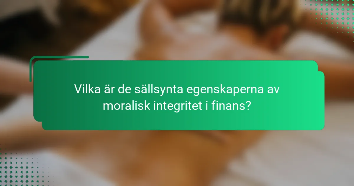 Vilka är de sällsynta egenskaperna av moralisk integritet i finans?