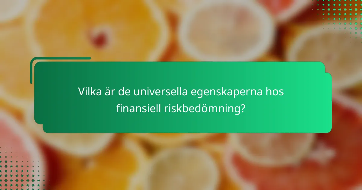 Vilka är de universella egenskaperna hos finansiell riskbedömning?