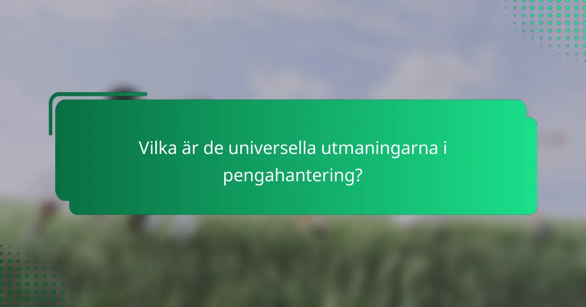 Vilka är de universella utmaningarna i pengahantering?