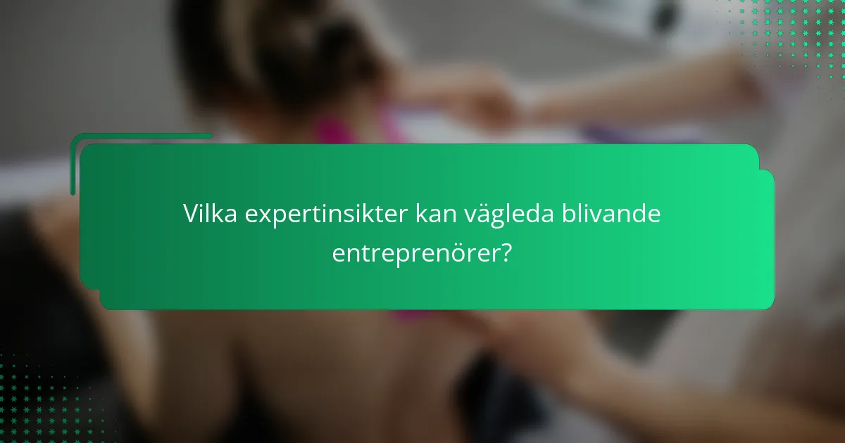 Vilka expertinsikter kan vägleda blivande entreprenörer?