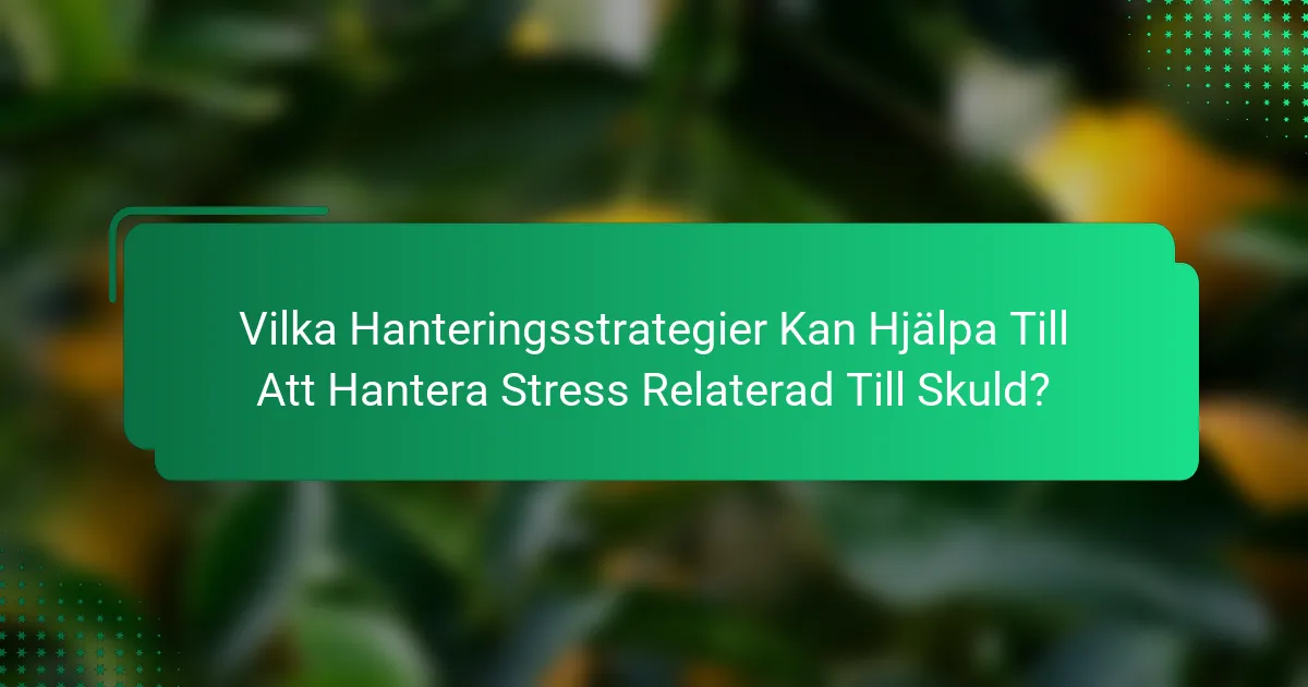 Vilka Hanteringsstrategier Kan Hjälpa Till Att Hantera Stress Relaterad Till Skuld?