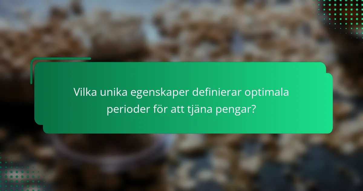 Vilka unika egenskaper definierar optimala perioder för att tjäna pengar?