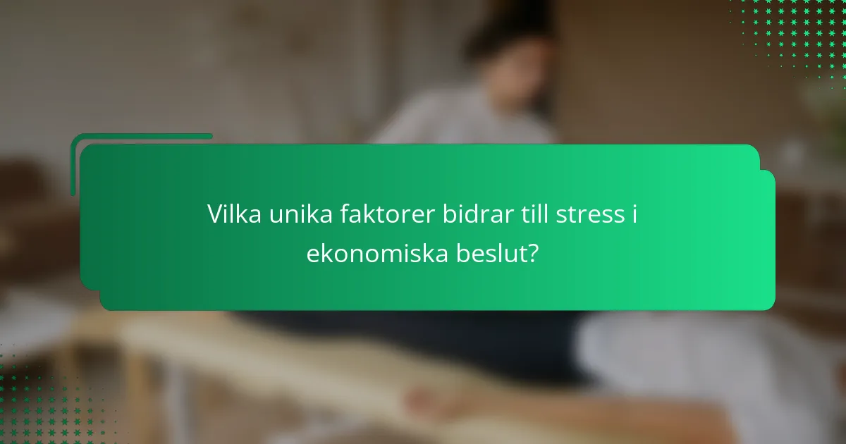 Vilka unika faktorer bidrar till stress i ekonomiska beslut?