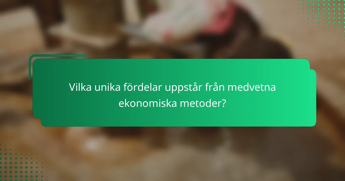 Vilka unika fördelar uppstår från medvetna ekonomiska metoder?